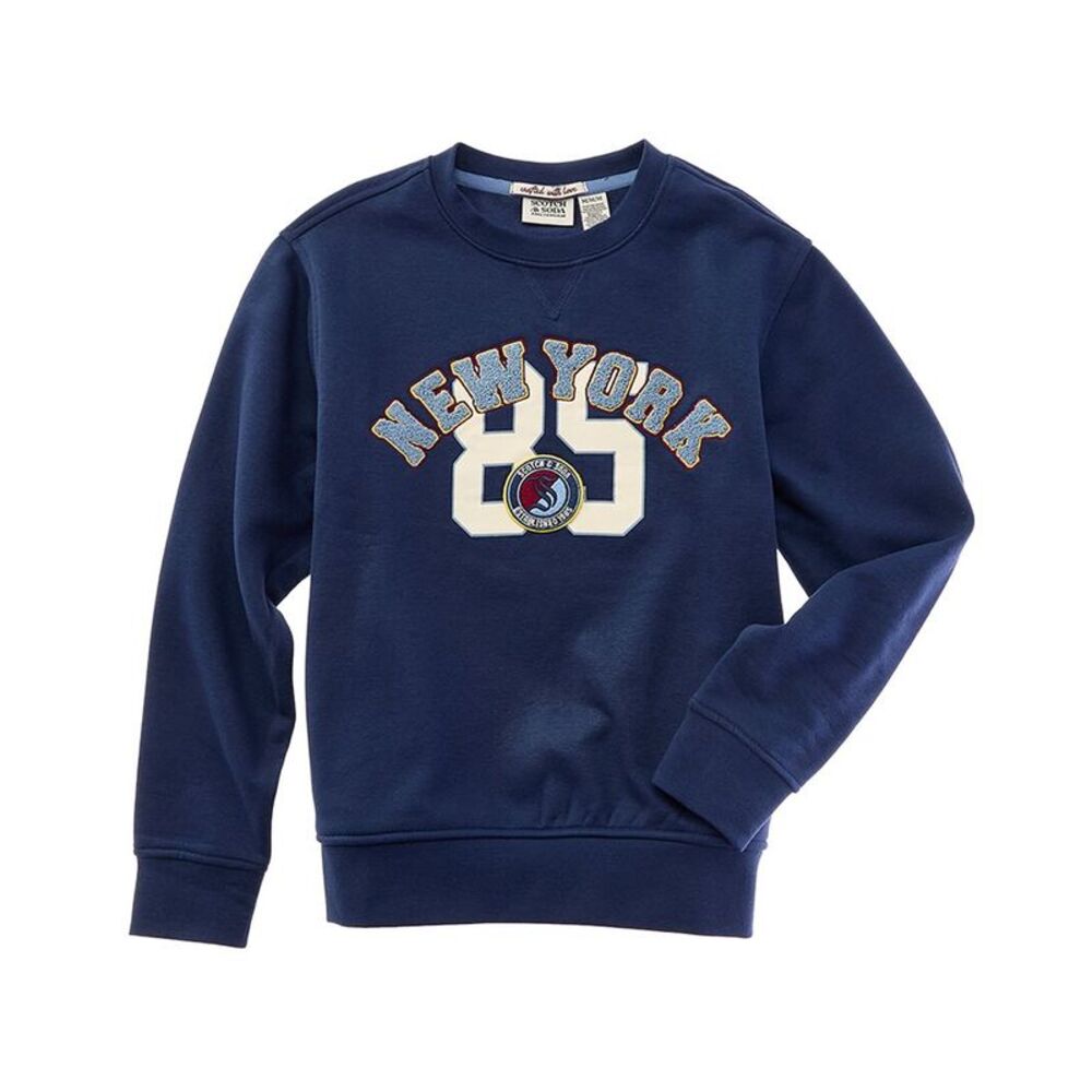 Scotch & Soda Boys  Graphic Crewneck Pullover, Navy